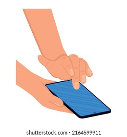 manos usando el icono del smartphone