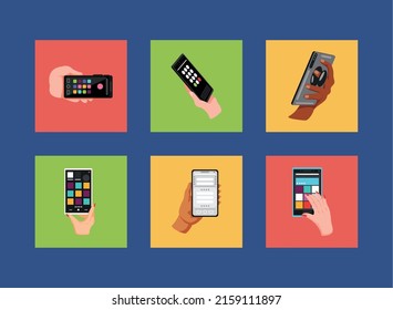 Handys mit Smartphone-Symbolen