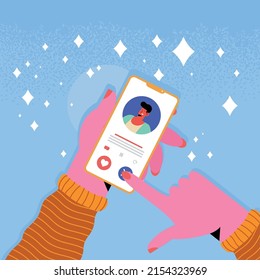Hände mit Smartphones, die Online-Dating-Technologie verwenden