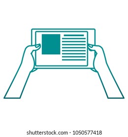 Hands using a tablet