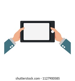 Hands using tablet