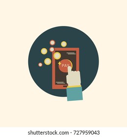 Hands using tablet icon vector