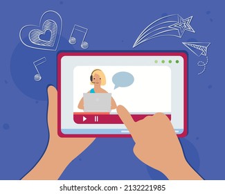 hands using tablet online education