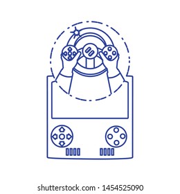 hands using video game car wheel control