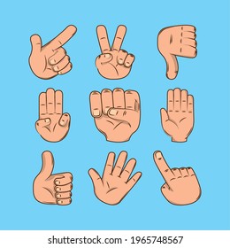 hands various gestures cartoon collection
