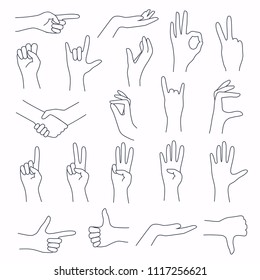 Hands in various gestures. Flat design modern vector illustration concept.