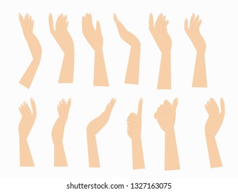 Hands in various gestures. Flat design modern vector illustration concept