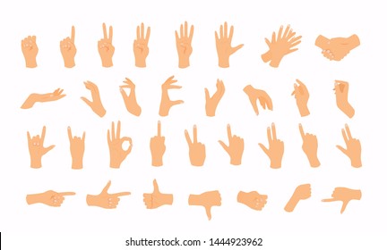 Hands in various gestures. Flat design modern vector illustration concept.