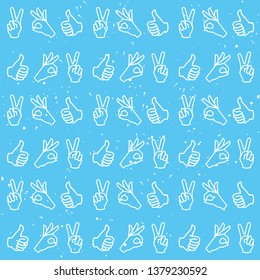 Hands in various gestures patterns. Design modern vector illustration concept.