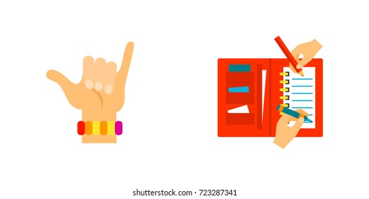 Hands in various spheres of life icon set