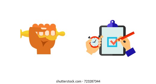 Hands in various spheres of life icon set