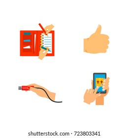 Hands in various spheres of life icon set