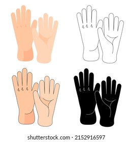 Hands in vector, beige, black, contours collection