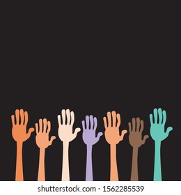 hands, vector cartoon illustration, black background
