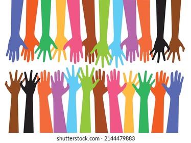 hands, vector color illustration, white background