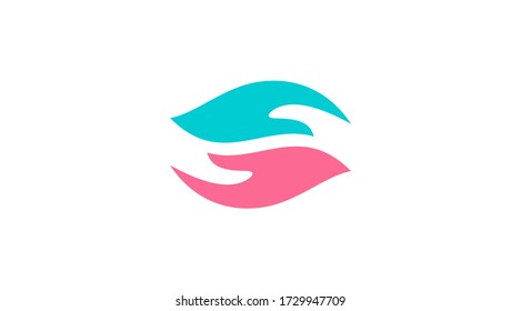 Hands vector icon. Colorful hand vector logo