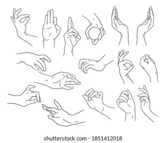 Set Images Human Hands Different Poses Stock Vector (Royalty Free ...