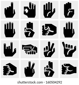 Hands  vector icons set on gray 