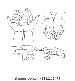 Hands vector illustration drawn in line art style