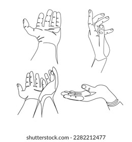 Hands vector illustration drawn in line art style