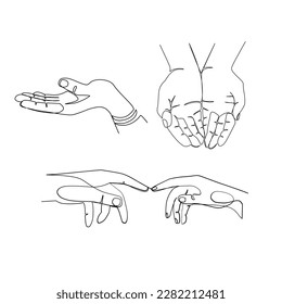Hands vector illustration drawn in line art style