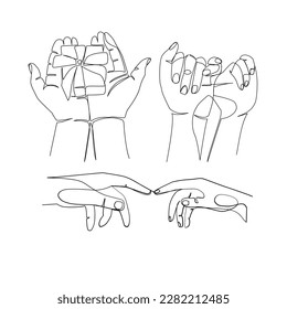 Hands vector illustration drawn in line art style