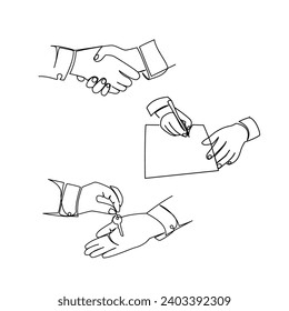 Hands vector illustration drawn in line art style