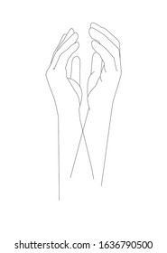 Hands, vector image. Linear graphics, contemporary art