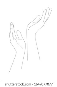 Hands, vector image. Linear graphics, contemporary art