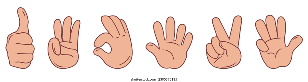 Hands vector line icons set. Hand gestures, signals. Editable stroke. Vector Illustration. Vector Graphic. EPS 10