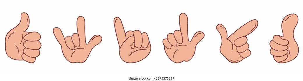 Conjunto de iconos de línea de vector manos. Gestos manuales, señales. Trazo editable. Ilustración vectorial. Gráfico vectorial. EPS 10