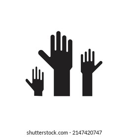 hands up vector silhouette for website symbol icon