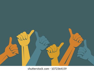 Hands vector. Thumbs up. Social media network. Likes. Positive approval symbol.