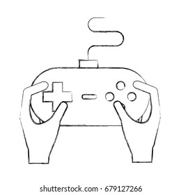 hands with video game control icon