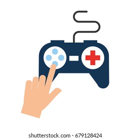 hands with video game control icon