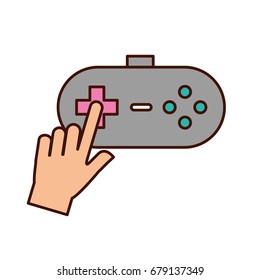 hands with video game control icon