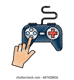 hands with video game control icon