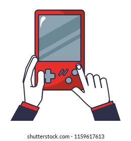 hands with video game portable isolated icon