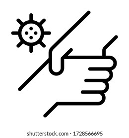 Hands with virus. Line vector. Isolate on white background.