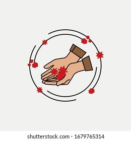 Hands and viruses vector design
