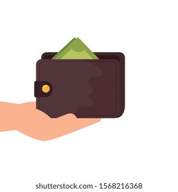 hands with wallet accessory isolated icon vector illustration design