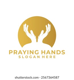 Hands want to reach logo vector. Pray Hand logo vector template