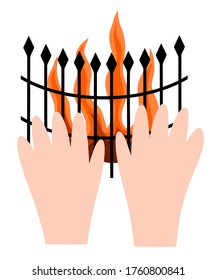 
hands are warming by the fireplace. cozy time. burning fire in the fireplace. Hugge.