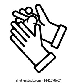 Hands wash icon. Outline hands wash vector icon for web design isolated on white background