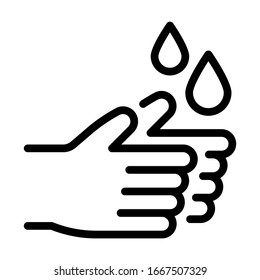 Hände waschen. Einfaches Design. Vektorillustration der Linie. Einzeln auf weißem Hintergrund.