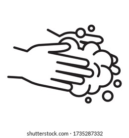 Hands wash with soap. Hygiene symbol and healthcare. Vector Illustration, isolate on white background.