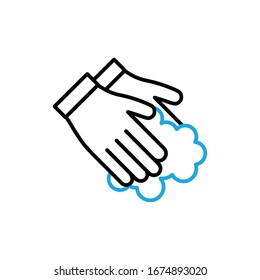 Hands Wash With Soap Icon Vector. Outline Hand Washing With Soap Sign. Isolated Contour Symbol Illustration.