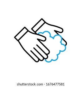 Hands Wash With Soap Icon Vector. Outline Hand Washing With Soap Sign. Isolated Contour Symbol Illustration.