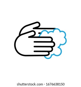 Hands Wash With Soap Icon Vector. Outline Hand Washing With Soap Sign. Isolated Contour Symbol Illustration.