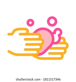 Lávese Las Manos Con El Vector De Icono De Jabonos. Lávese Las Manos Con Signo De Jabón. Ilustración de símbolo de contorno aislado